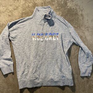 Victorias Secret Sweatshirt Womens XL Gray Quarter Zip Kanga Pocket Spellout